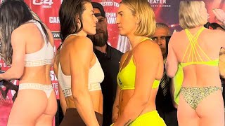 BUNS OUT Sandy Ryan vs Mikaela Mayer WEIGHIN amp FACE OFF [upl. by Enyalaj]