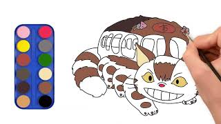 ❋ How To Draw Catbus From My NeighborTotoro Movie ❋ Your favorite Miyazaki Character [upl. by Eidissac]