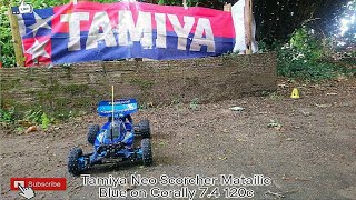 Tamiya Neo Schorcher Matailic Blue on Corally 74 Lipo 120c [upl. by Rancell]