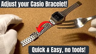 How to Adjust  Resize Casio Bracelet  Watch Band A158W A168W etc [upl. by Olds686]