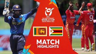 Sri Lanka v Zimbabwe  Match Highlights  U19 CWC 2024 [upl. by Suired948]