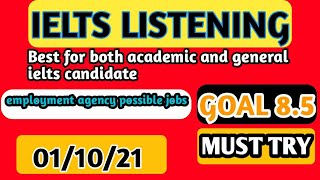 Cambridge ielts listening practice test with answer script employment agency  possible jobs [upl. by Jorey979]