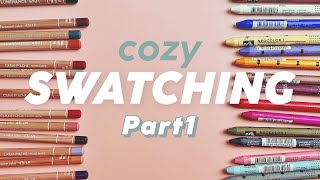 Cozy Swatching 🎨 Caran dAche Luminance Coloured Pencils amp Neocolor 1 Wax Oil Pastels  Part 1 [upl. by Wakeen]