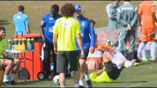 Scolari kicks Dani Alves in World Cup training [upl. by Gnem]