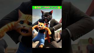 Cute Cat VS Black Cat 😰 shorts cat explore cartoon viralcats [upl. by Atikim]