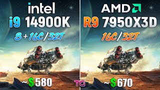 Core i9 14900K vs Ryzen 9 7950X3D  Test in 10 Games [upl. by Aciruam]