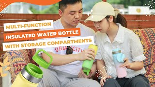 Multifunction Ombre Color Insulated Water Bottle with Storage Compartments For Wholesale [upl. by Dhar]