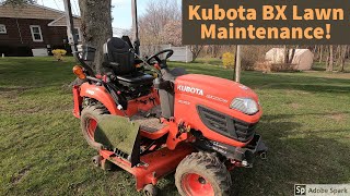 Kubota BX2370 Mowing lawn Seasonal Work 4K [upl. by Tioneb]