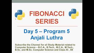 Program to print Fibonacci Series  Python Programming [upl. by Nazar]