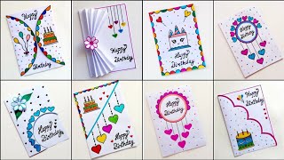 8 Easy amp Beautiful white paper Handmade Happy Birthday Greeting Card making 2024DIY Birthday Card [upl. by Nelrac]