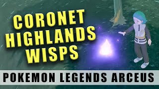 Coronet Highlands wisps Pokémon Legends Arceus  Map of wisp locations [upl. by Harday329]