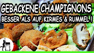 Gebackene Champignons  2 TeigVarianten  Die Frau am Grill [upl. by Morse]