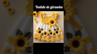 vestido para niña a crochet de girasoles en ganchillo viral todos [upl. by Alan]