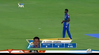 612 Alzarri Joseph Bags IPLbest on Debut  MI Vs SRH  VIVO IPL 2019  EpicTracker [upl. by Mhoj228]