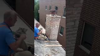 Working progress  brick chimney rebuilding process [upl. by Nednarb]