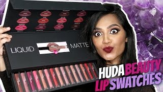 HUDA BEAUTY LIQUID MATTE SWATCHES ON BROWN SKIN  sahursart [upl. by Moselle]