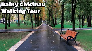 Rainy Chisinau Walking Tour of the City Center  Moldova 4K UHD [upl. by Hance]