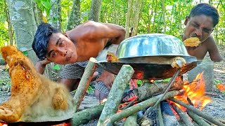 Cooking Chicken Wing  Eating in Jungle  Primitive Technology junglevsriver [upl. by Anelys]