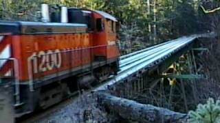 Simpson Timber Railroad Mainline Action in Dec 1995 [upl. by Ahsyekal]