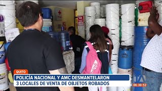 3 locales de ventas de plásticos fueron desmantelados por comercializar objetos robados en Quito [upl. by Nickolai359]