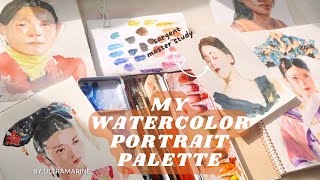 My watercolor palette for painting portrait ⎮ Sargent master study painting process 🎨 [upl. by Aylward]