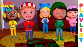 Kids Christmas Carols Playlist with Lyrics  Sing and Dance for Kids  Little Action Kids [upl. by Adnawad150]