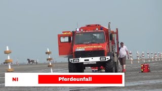 Feuerwehr Cuxhaven im Einsatz beim Duhner Wattrennen Reitunfall [upl. by Nasah]