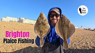 UK Beach Fishing Plaice Fishing Brighton Beach With Wayne Gem Steve amp Stuart 4K [upl. by Sihun]