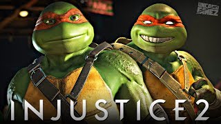 Injustice 2 ALL MICHELANGELO Intro Dialogues [upl. by Lyontine]