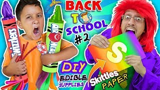 SKITTLES PAPER BACK TO SCHOOL DIY EDIBLE SUPPLIES Hacks 2 Airheads amp Twizzlers FUNnel Vision [upl. by Enneirb]