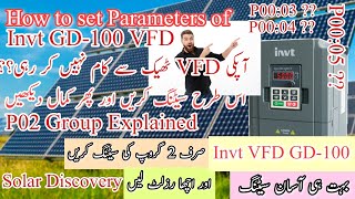 Invt VFD GD100 Parameter settings  Basic Settings Motor Data kesy Add krien Detailed Video [upl. by Marina]