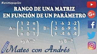 Rango de una matriz en función de un parámetro por determinantes 01 [upl. by Neumark]