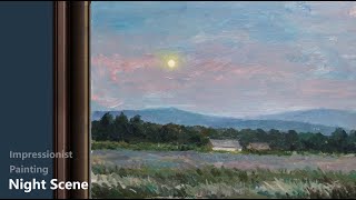 Impressionist Landscape  Easy Acrylic Painting  Night Scene 01 [upl. by Nixon]