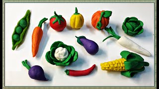 How to make realistic vegetables with Playdough  Modelling Clay  DIY Clay Vegetables Making ideas [upl. by Kcirddes]