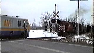 Near Fatal Head on Via Train CP Freight Smithfalls 2 [upl. by Orvas]