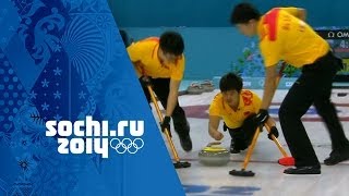 Curling  Mens Round Robin  Russia v China  Sochi 2014 Winter Olympics [upl. by Bradshaw]