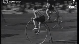 Pennyfarthing bicycle race at Herne Hill 1936 [upl. by Aleece468]