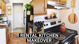 Extreme DIY Kitchen Makeover Rental Friendly  diy countertops diy table diy lighting amp more [upl. by Berhley225]