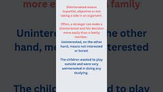 Difference between uninterested and disinterested english englishvocabulary shortsviral fyp [upl. by Aoket992]