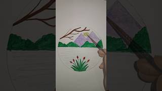 Landscape scenery drawing with watercolor landscape watercolor drawing shorts [upl. by Munmro]