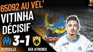 🔵 OM 31 AEK  VICTOIRE MAITRISÉE  VITINHA MARQUE DES POINTS  LOM 1er 💪 65092 spectateurs 🔥 [upl. by Hartnett490]