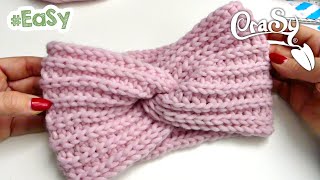 Twist Stirnband im Halb  patent stricken für Anfänger  EaSy Brioche [upl. by Nordna]