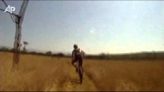 Raw Video Antelope Hits Biker During Race [upl. by Kovacs]