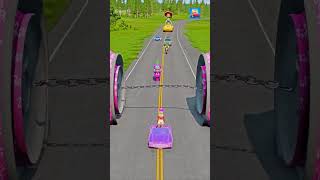 Crazy Cars amp Mini Cars VS Bollard Barbie AND Giant Chain Crush in BeamNGdrive [upl. by Maritsa]