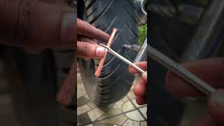 Day 1 Motorcycle Maintenance  How to repair puncture on motorcycle and cars shorts [upl. by Nairadal]