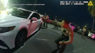 Video shows LA County deputies unleash hail of gunfire on armed man [upl. by Lucine]