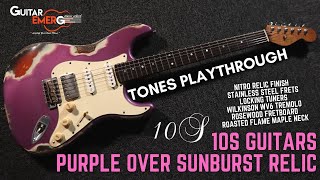 10S Guitars Purple Over Sunburst Relic HSS Strat Playthrough Demo [upl. by Atinahc52]