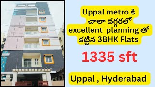 తక్కువ ధరలో 3bhk flats Near Uppal Metro flat for sale in Uppal  Hyderabad ll 1335 sft [upl. by Marcell]