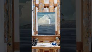 A painting of a lighthouse in a storm… paintingprocess art painting asmr shorts [upl. by Omlesna]