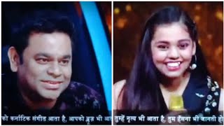 A R RAHMAN COMPLIMENTS SHANMUKHAPRIYA PERFORMANCE  A R RAHMAN SPECIAL  INDIAN IDOL SEASON 12 [upl. by Alicirp]